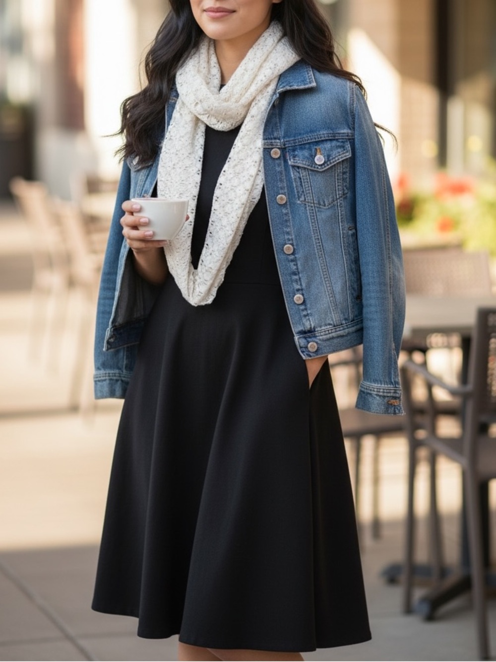 NEW• Elegant White Eyelet Crochet Lace Infinity Scarf